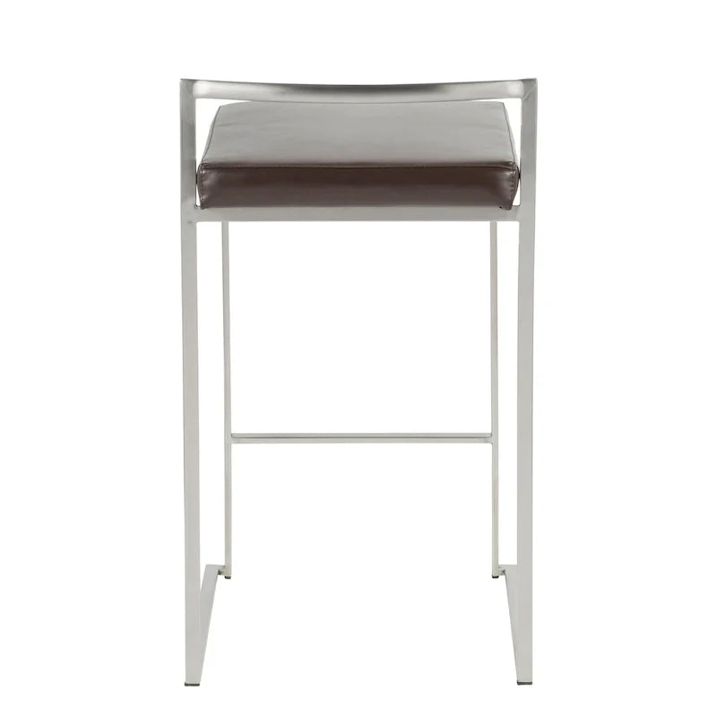 Tabouret de comptoir Silver Orchid Forrest en acier inoxydable empilable et entièrement soudé (lot de 2)