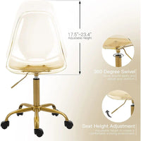 Chaise de bureau à roulettes sans accoudoirs, réglable en hauteur, en acrylique pivotant