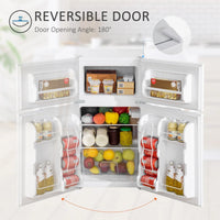 HOMCOM Mini-réfrigérateur double porte avec congélateur, réfrigérateur compact 3.2 pi³ avec étagère réglable, thermostat réglable