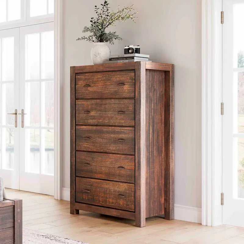Grain Wood Furniture Montauk Coffre 5 tiroirs en bois massif