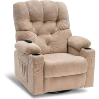 Fauteuil inclinable, pivotant et coulissant électrique avec porte-gobelets et ports USB, en tissu, une place