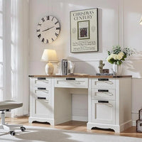 Bureau de direction 60 style ferme, bureau à domicile en bois, bureau informatique