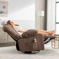 Fauteuil inclinable gris surdimensionné avec fonctions de chauffage et de massage, inclinaison à 150°, bascule à 30°, port USB pour la recharge et 2 porte-gobelets