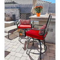 Ensemble de 4 chaises de bar de patio pivotantes en métal avec coussins pour l'extérieur