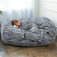 Grand canapé pouf de 7 pieds pour adultes - Luxe fausse fourrure