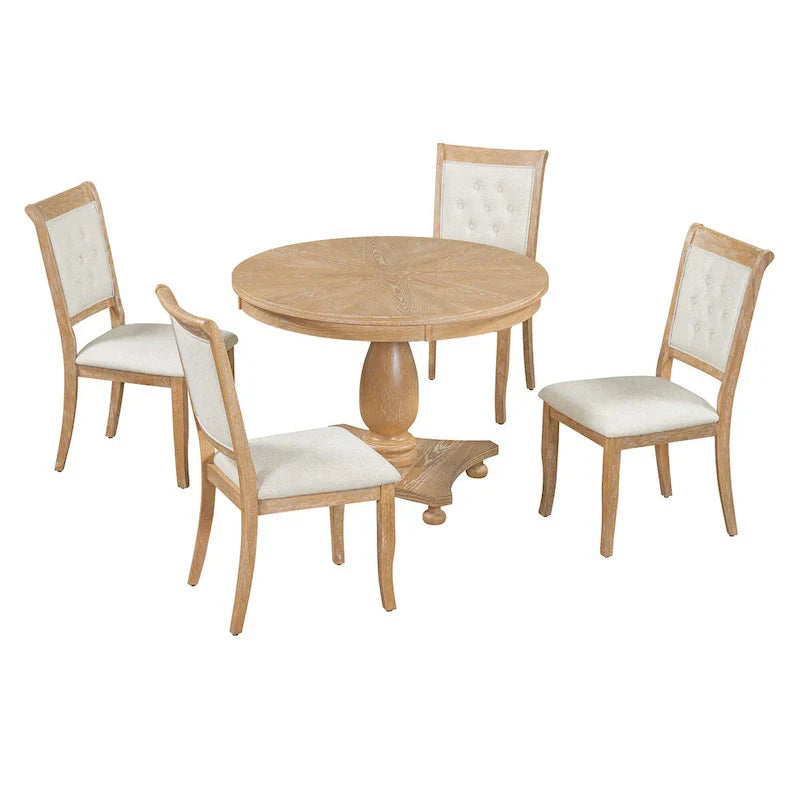 Ensembles de salle à manger 5 pièces Lak Retro avec chaises rembourrées par GDFStudio