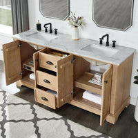 Hervas Meuble-lavabo avec dessus en marbre naturel sans miroir