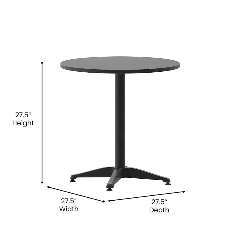 Table d'intérieur/extérieur en aluminium à plateau lisse de 27,5 po avec base