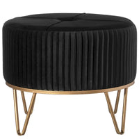 Tabouret pouf rond en velours surélevé avec base dorée épingle à cheveux
