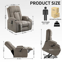 Fauteuil inclinable releveur électrique Lazy Boy, fauteuil de massage moderne à moteur unique avec chauffage lombaire, port de chargement USB, porte-gobelets