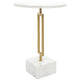 Table d'appoint géométrique en marbre avec support rectangulaire en métal doré - Blanc - Roche River Decor