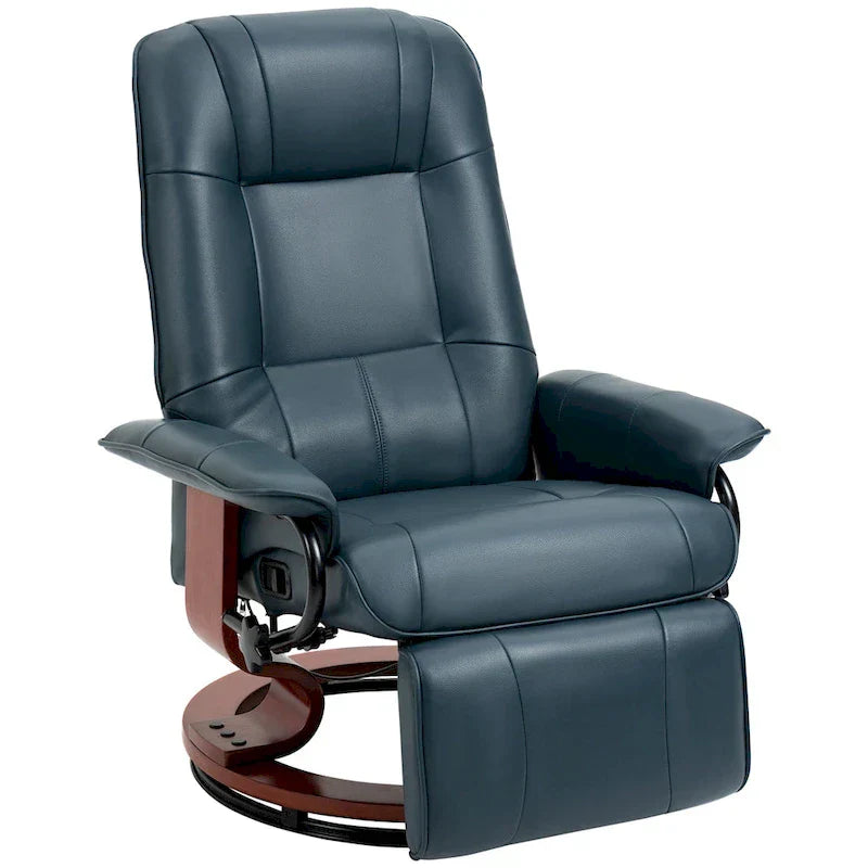 Fauteuil Inclinable HomCom en Similicuir Réglable Manuel à Base Pivotante avec Repose-Pieds Confortable et Relaxant