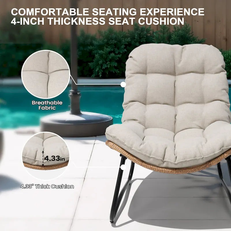 Chaises Papasan d'extérieur avec coussin en rotin PE, chaises cosy de patio avec table d'appoint
