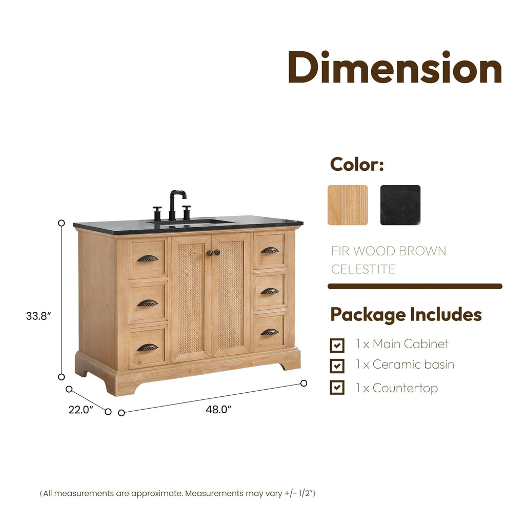 Hervas Meuble-lavabo avec dessus en marbre naturel sans miroir