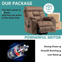 Grand fauteuil inclinable de massage électrique avec fonction de levage, chauffage et porte-gobelet dissimulé