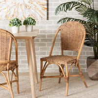 Chaise de salle à manger en rotin naturel bohème moderne Neola