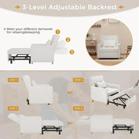 AECOJOY - Fauteuil convertible 3 en 1 avec coussin et dossier inclinable