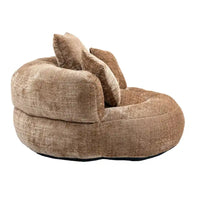 Canapé paresseux à dossier haut en chenille avec 3 coussins et pouf surdimensionné