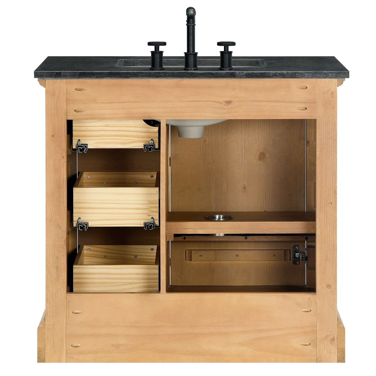 Hervas Meuble-lavabo avec dessus en marbre naturel sans miroir