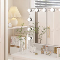Coiffeuse LED de luxe avec 9 tiroirs, station de maquillage élégante