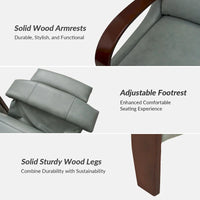 Fauteuil inclinable manuel Alex Mid-century Modern Cigar en cuir véritable avec accoudoirs incurvés en bois