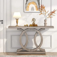 Console de style vintage avec base géométrique, table de couloir en bois