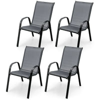 Lot de 4 chaises de salle à manger empilables avec accoudoirs pour patio - 73,7 x 54,6 x 90,2 cm (L x l x H)