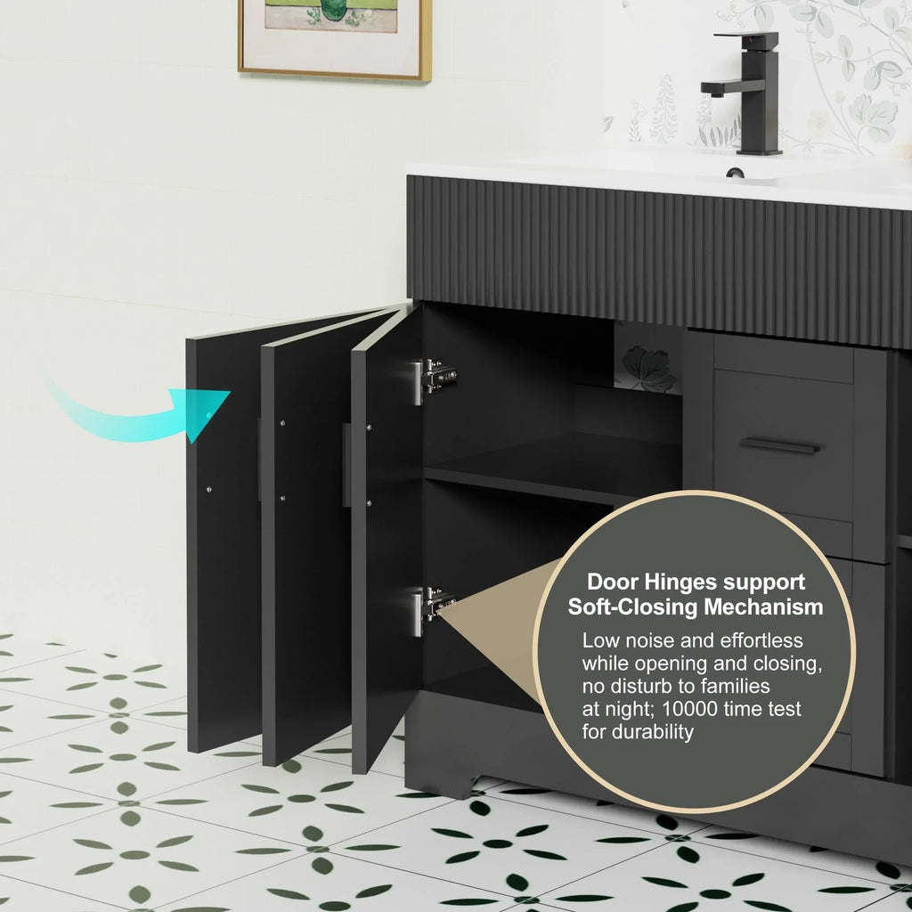 Wavy Line Ensemble meuble-lavabo de salle de bain 30/36/48 avec vasque & robinet