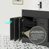 Wavy Line Ensemble meuble-lavabo de salle de bain 30/36/48 avec vasque & robinet