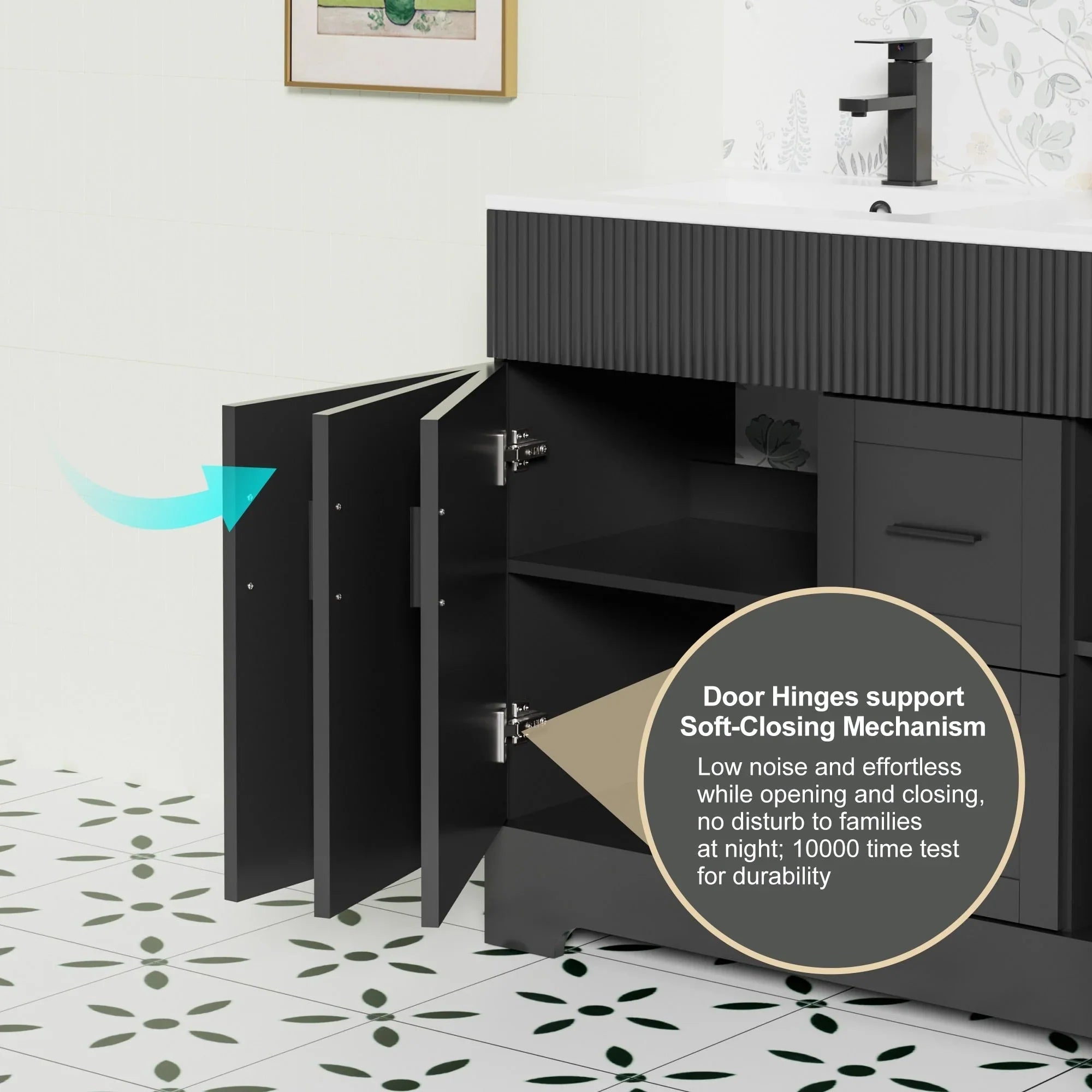 Wavy Line Ensemble meuble-lavabo de salle de bain 30/36/48 avec vasque & robinet
