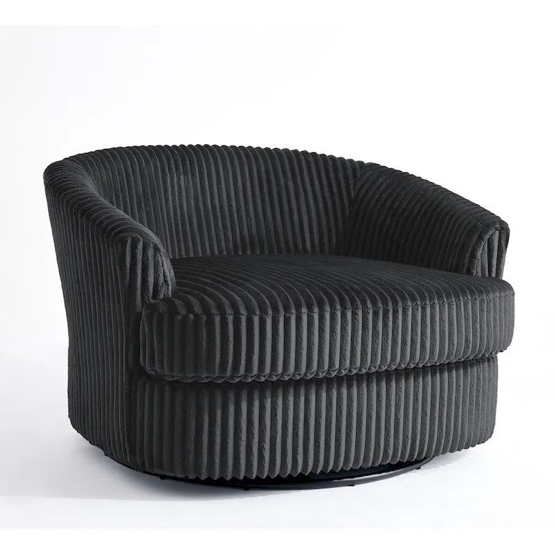 Lot de 2 fauteuils tonneau pivotants surdimensionnés 43 W en velours côtelé moelleux avec coussins