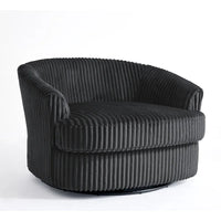 Lot de 2 fauteuils pivotants ronds surdimensionnés en velours côtelé moelleux de 43 po de large avec oreillers