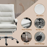 Vinsetto Chaise de bureau de massage inclinable chauffante à vibration en microfibre