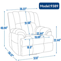 Fauteuil Inclinable Pivotant à Bascule en Tissu Lazy Boy, Grand Fauteuil Inclinable Manuel Surdimensionné avec Accoudoirs Matelassés et Dossier à Coussin