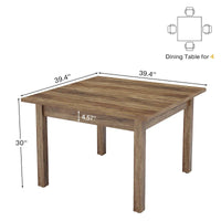 Table à manger carrée de 100 cm pour 2-4 personnes avec pieds en bois massif pour salon et salle à manger