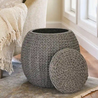 Table d'appoint avec panier de rangement en osier tressé à la main Household Essentials - 17,0 L x 17,0 l x 19,0 H