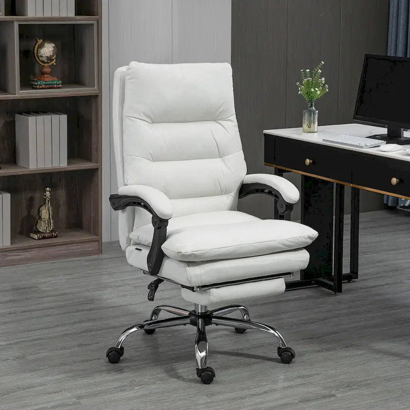 Vinsetto Chaise de bureau de massage inclinable chauffante à vibration en microfibre