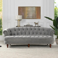 Canapé capitonné chesterfield La Rosa 84 en velours, style moderne du milieu du siècle