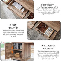 Bureau de direction 60 style ferme, bureau à domicile en bois, bureau informatique