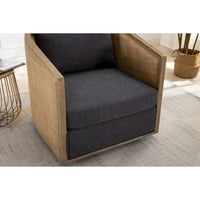 Fauteuil pivotant, fauteuil d'appoint rond confortable, fauteuil club pivotant à 360 degrés, fauteuil de loisirs avec cadre en rotin tressé