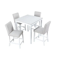 Ensemble de salle à manger moderne 5 pièces avec table carrée hauteur comptoir et 4 chaises rembourrées