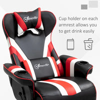 Chaise de jeu vidéo Vinsetto Racing avec dossier inclinable et repose-pieds, appuie-tête et porte-gobelet