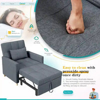 AECOJOY - Fauteuil convertible 3 en 1 avec coussin et dossier inclinable