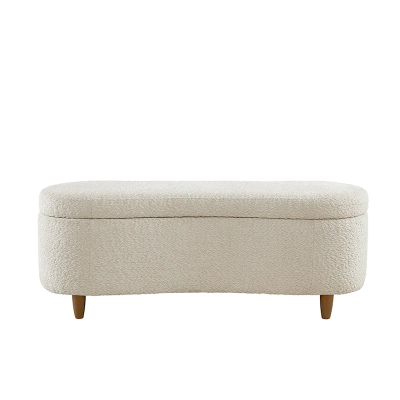 INK+IVY Bailey banc de rangement en bouclette taupe à dessus basculant
