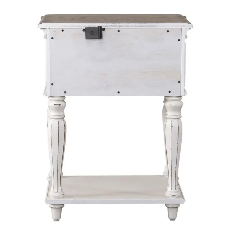 Table de chevet Magnolia Manor à pieds blanc antique
