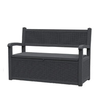 Banc de rangement en résine tout temps avec compartiment caché verrouillable - Aspect rotin, capacité de 227 kg, rangement de 265 litres
