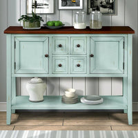 Buffet commode de style rétro en bois avec étagère inférieure, facile à assembler, pour salon, cuisine, entrée