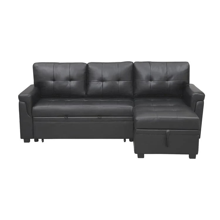 Canapé sectionnel convertible réversible avec lit escamotable, méridienne de rangement dissimulée et pieds durables