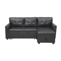 Canapé sectionnel convertible réversible avec lit escamotable, méridienne de rangement dissimulée et pieds durables