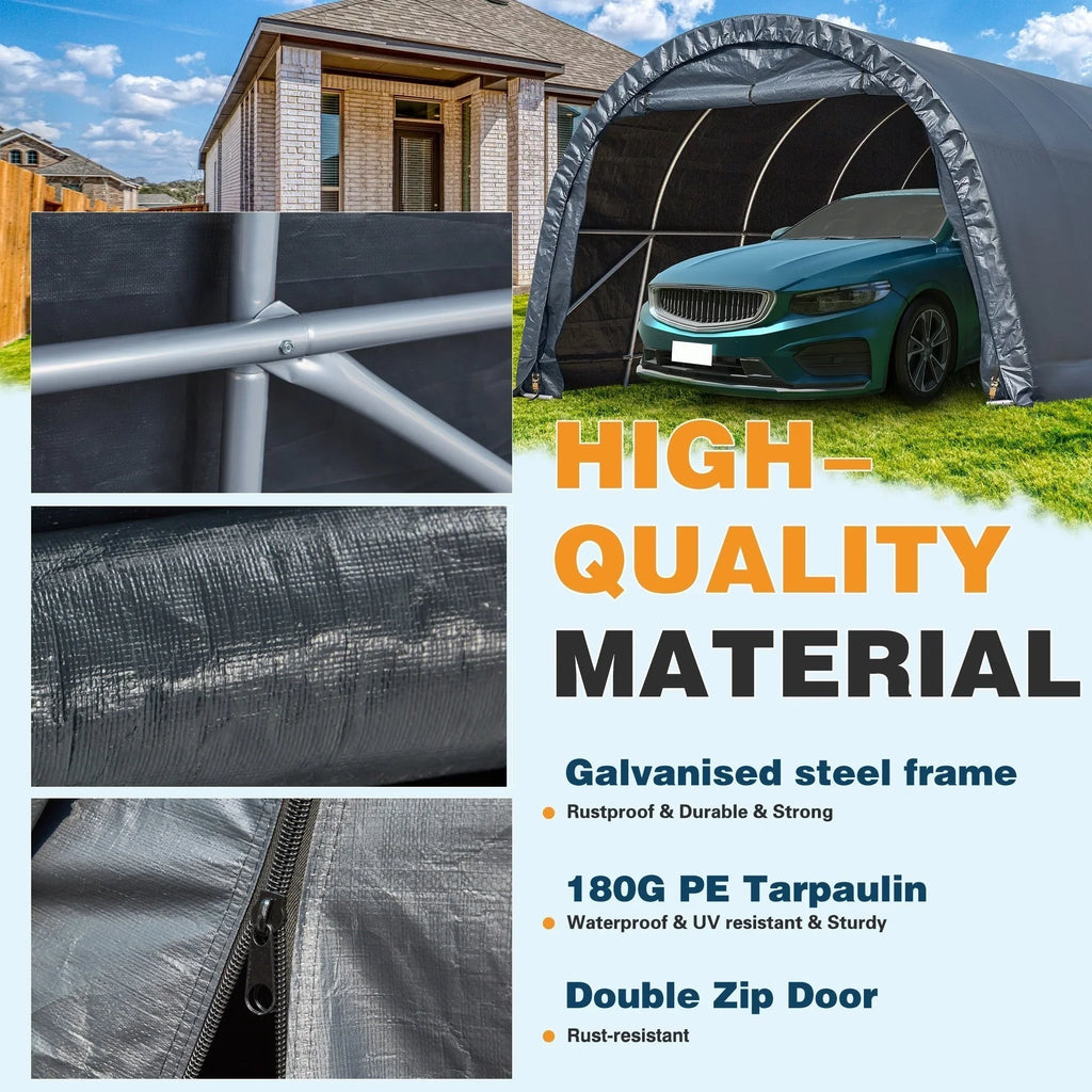 Abri de rangement extérieur et auvent carport : abri portable pour vélos, motos et rangement de jardin